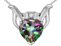 Star K™ Claddagh Love Pendant Necklace With 8mm Heart Rainbow Mystic Topaz