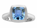 Star K 8mm Cushion-Cut Solitaire Ring With Simulated Aquamarine