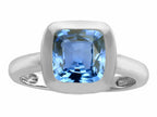 Star K 8mm Cushion-Cut Solitaire Ring With Simulated Aquamarine