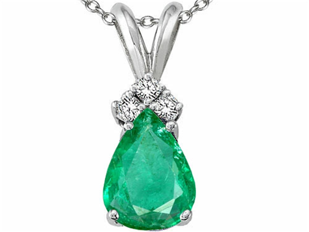 Tommaso Design™ Pear Shape Genuine Emerald Pendant Necklace