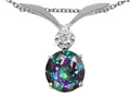 Tommaso Design™ Round 7mm Mystic Rainbow Topaz Pendant Necklace