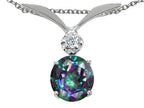 Tommaso Design™ Round 7mm Mystic Rainbow Topaz Pendant Necklace