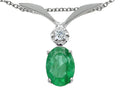 Tommaso Design™ Oval 7x5mm Genuine Emerald Pendant Necklace