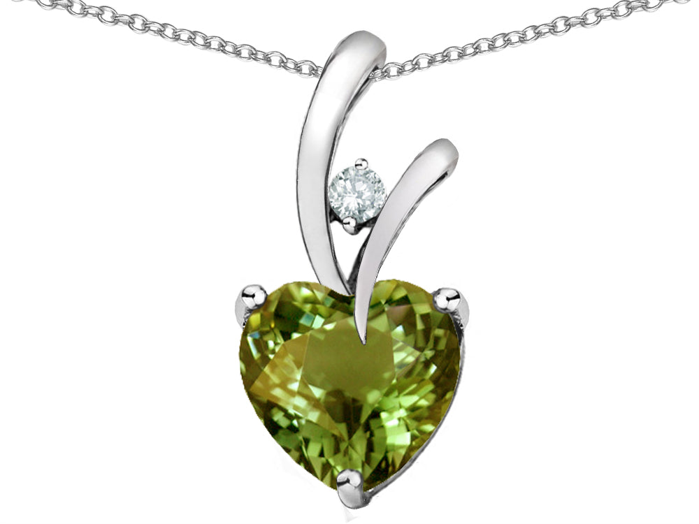 Star K™ Heart Shape 8mm Simulated Green Tourmaline Endless Love Pendant Necklace