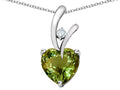 Star K™ Heart Shape 8mm Simulated Green Tourmaline Endless Love Pendant Necklace