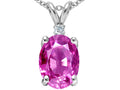 Tommaso Design™ Large Oval Created Pink Sapphire Pendant Necklace