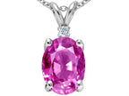 Tommaso Design™ Large Oval Created Pink Sapphire Pendant Necklace