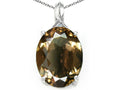 Tommaso Design™ Oval 12x10mm Genuine Smoky Quartz Pendant Necklace