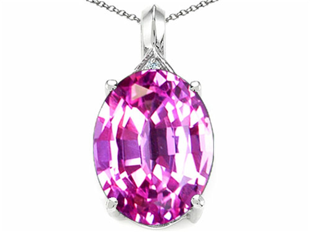 Tommaso Design™ Oval 12x10mm Simulated Pink Tourmaline Pendant Necklace