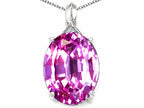Tommaso Design™ Oval 12x10mm Simulated Pink Tourmaline Pendant Necklace