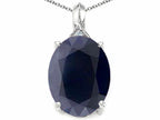 Tommaso Design™ Oval 12x10mm Genuine Black Sapphire Pendant Necklace
