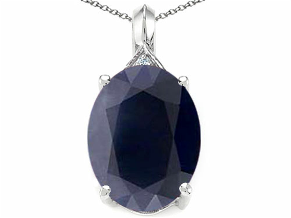 Tommaso Design™ Oval 12x10mm Genuine Black Sapphire Pendant Necklace