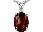 Tommaso Design™ Oval 9x7mm Genuine Garnet Pendant Necklace