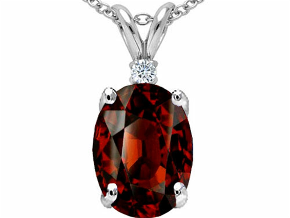 Tommaso Design™ Oval 9x7mm Genuine Garnet Pendant Necklace