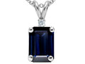 Tommaso Design™ Emerald Cut Genuine Sapphire Pendant Necklace