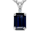 Tommaso Design™ Emerald Cut Genuine Sapphire Pendant Necklace