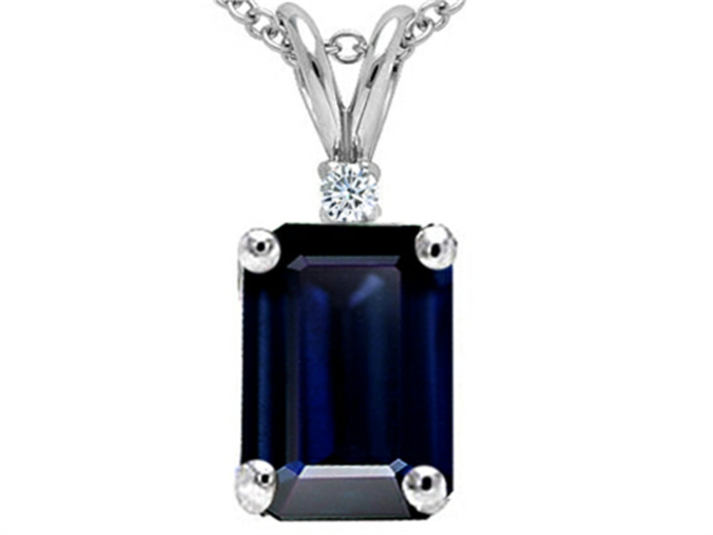 Tommaso Design™ Emerald Cut Genuine Sapphire Pendant Necklace