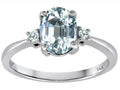 Star K 8x6mm Oval Genuine Aquamarine and Diamond Engagement Ring