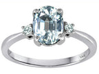 Star K 8x6mm Oval Genuine Aquamarine and Diamond Engagement Ring