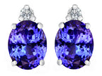 Tommaso Design ™ 8x6mm Oval Simulated Tanzanite s Earrings Studs