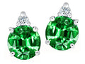 Tommaso Design™ Round Simulated Emerald Earrings Studs