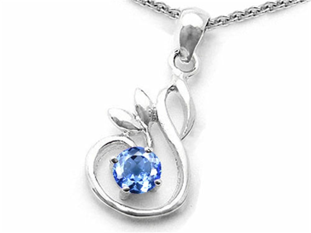 Star K™ Round Simulated Aquamarine Swan Pendant Necklace