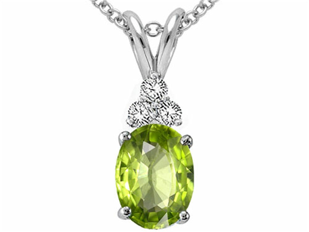 Tommaso Design™ Oval Genuine Peridot Pendant Necklace