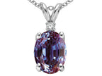 Tommaso Design™ Oval Simulated Alexandrite And Pendant Necklace