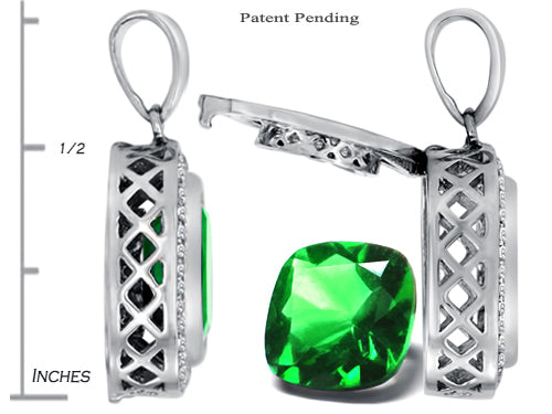 Switch-It Gems™ Interchangeable Simulated Emerald Halo Pendant Necklace 12 Cushion-Cut 10mm Simulated Birth Months