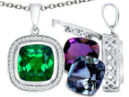 Switch-It Gems™ Interchangeable Simulated Emerald Halo Pendant Necklace 12 Cushion-Cut 10mm Simulated Birth Months