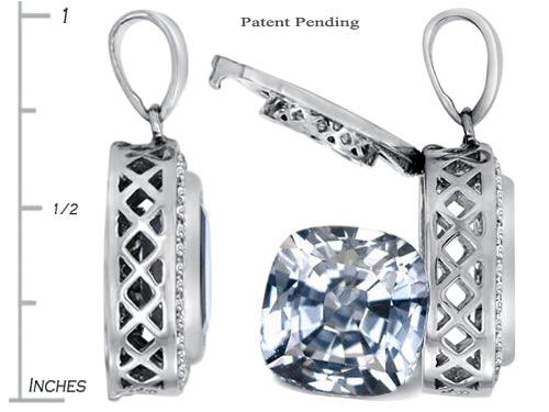 Switch-It Gems™ Interchangeable Simulated White Topaz Pendant Necklace Set with 12 Cushion-Cut 10mm Simulated Birth Mont