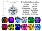 Switch-It Gems™ Interchangeable Simulated White Topaz Pendant Necklace Set with 12 Cushion-Cut 10mm Simulated Birth Mont