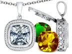 Switch-It Gems™ Interchangeable Simulated White Topaz Pendant Necklace Set with 12 Cushion-Cut 10mm Simulated Birth Mont