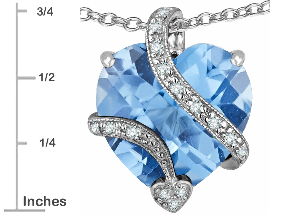 Star K™ Large 15mm Heart Shape Simulated Aquamarine Love Pendant Necklace