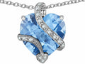 Star K™ Large 15mm Heart Shape Simulated Aquamarine Love Pendant Necklace