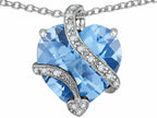 Star K™ Large 15mm Heart Shape Simulated Aquamarine Love Pendant Necklace