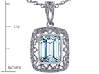 Star K™ Emerald Cut Simulated Aquamarine Pendant Necklace