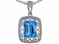 Star K™ Emerald Cut Genuine Blue Topaz Pendant Necklace