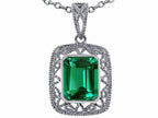 Star K™ Emerald Cut Simulated Emerald Pendant Necklace