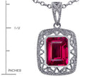 Star K™ Emerald Cut Created Ruby Pendant Necklace