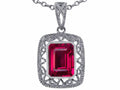 Star K™ Emerald Cut Created Ruby Pendant Necklace