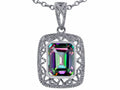 Star K™ Emerald Cut Rainbow Mystic Topaz Pendant Necklace
