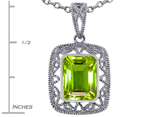 Star K™ Emerald Cut Genuine Peridot Pendant Necklace