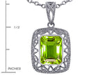 Star K™ Emerald Cut Genuine Peridot Pendant Necklace