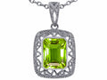Star K™ Emerald Cut Genuine Peridot Pendant Necklace