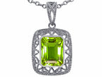 Star K™ Emerald Cut Genuine Peridot Pendant Necklace