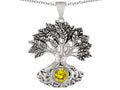 Star K Tree Of Life Good Luck Pendant Necklace With 7mm Round Simulated Citrine