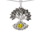 Star K Tree Of Life Good Luck Pendant Necklace With 7mm Round Simulated Citrine