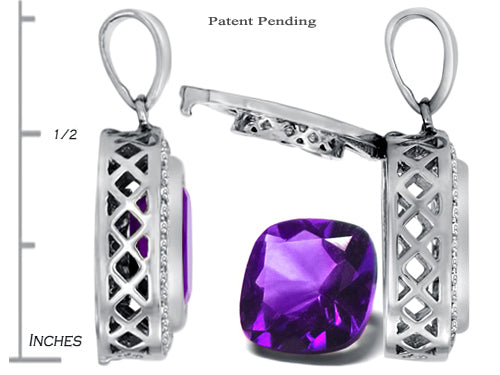 Switch-It Gems™ 2in1 Cushion-Cut 10mm Simulated Amethyst Pendant Necklace Changeable Simulated White Topaz