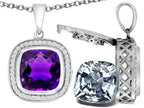 Switch-It Gems™ 2in1 Cushion-Cut 10mm Simulated Amethyst Pendant Necklace Changeable Simulated White Topaz